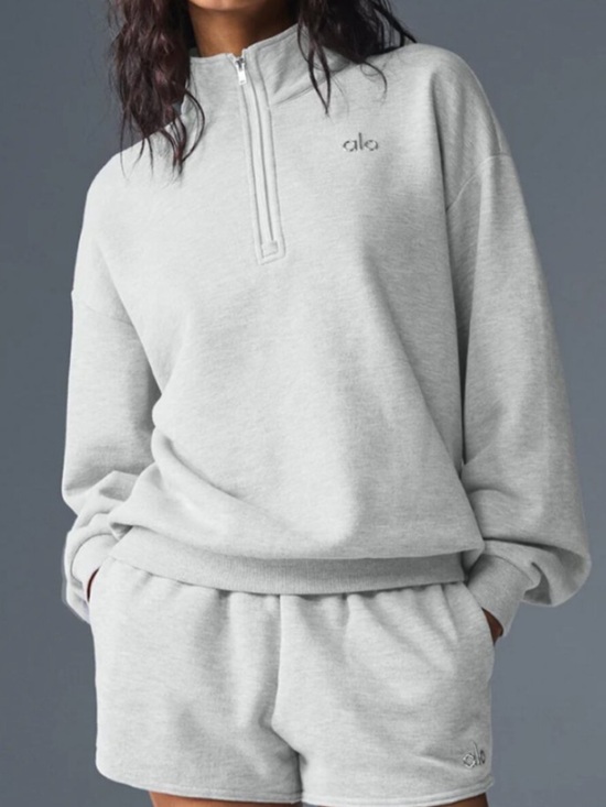 ALO Yoga Tops - •nwt• Alo Accolade Quarter-Zip Pullover in Grey